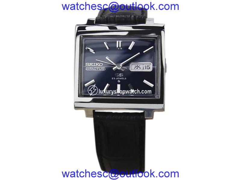 Seiko 5 Actus Stainless Steel & Leather Automatic 34mm Mens Watch 1970s Seiko