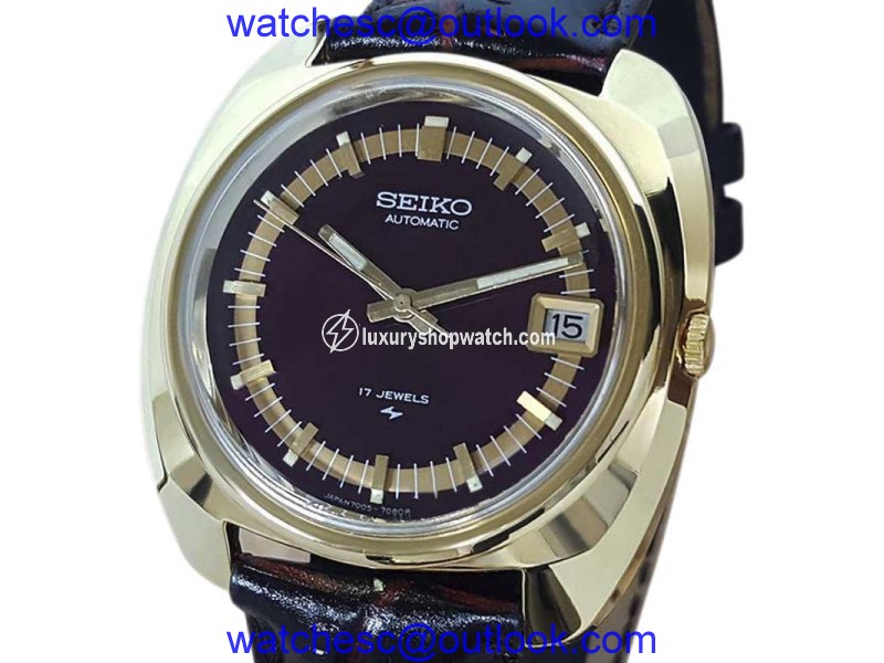 Seiko Actus 7005 7089 Gold Plated Automatic 38mm Mens Watch 1970s Seiko
