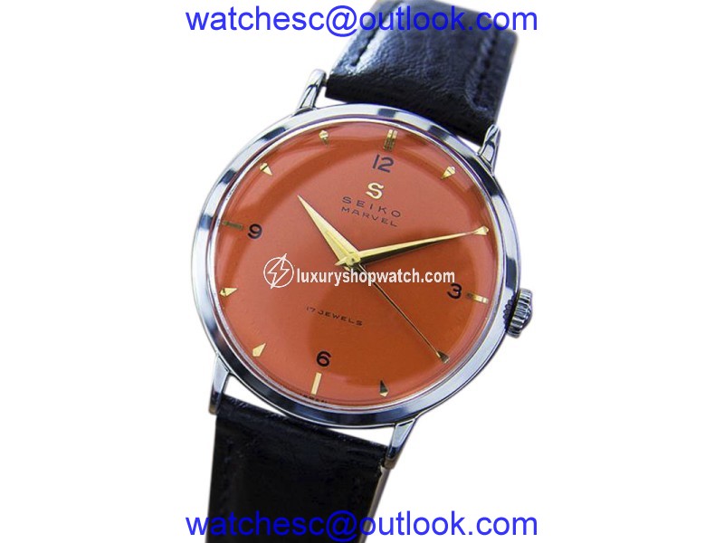 Seiko Marvel 1402M Stainless Steel & Leather Manual 34mm Mens Watch 1960s Seiko