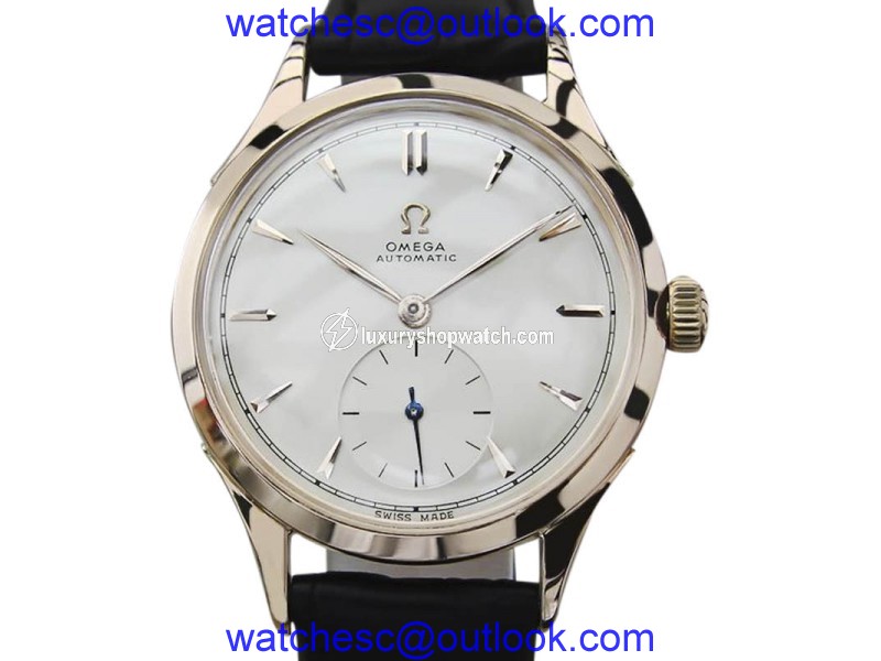 Omega Bumper 18K Rose Gold & Leather Automatic 33mm Men's Watch 1960s Omega