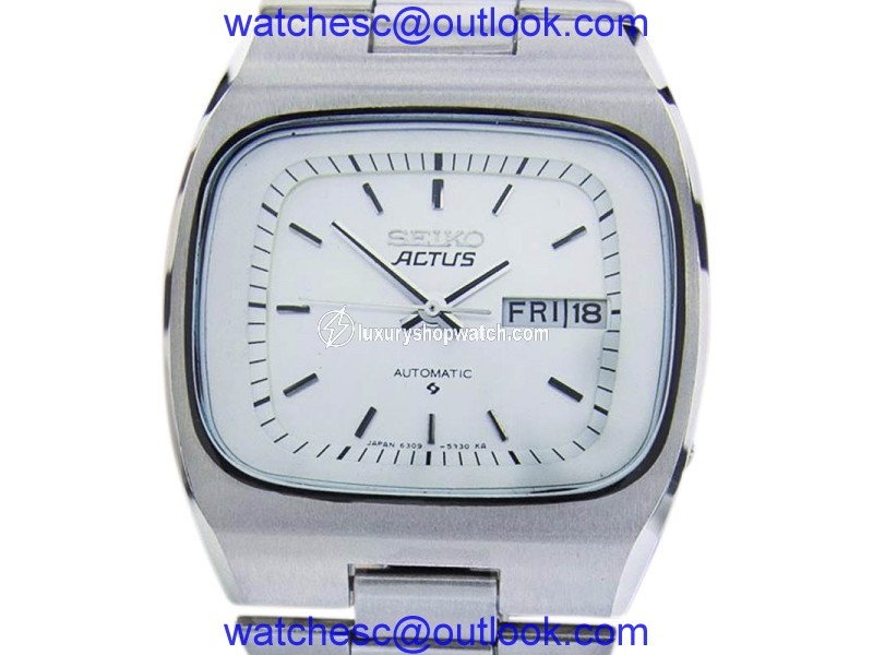 Seiko Actus Stainless Steel White Dial Automatic 38mm Mens Watch Seiko