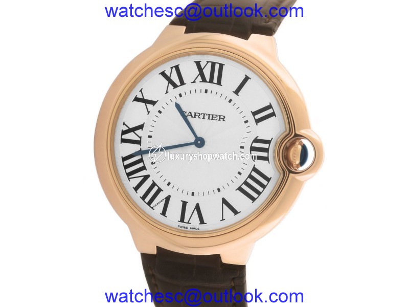 Cartier Ballon Bleu W6920054/3376 18K Rose Gold & Leather Manual 46mm Mens Watch Cartier