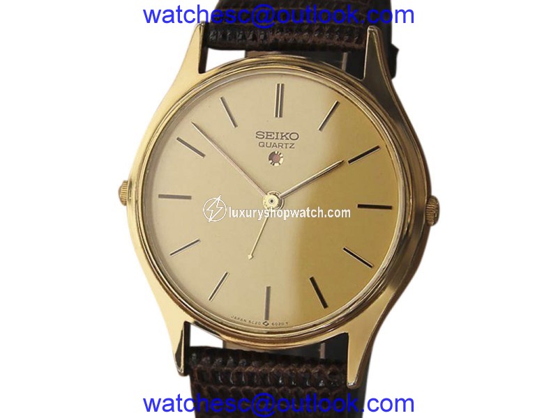 Seiko Gold Plated Quartz 32mm Mens Watch 1980s Seiko