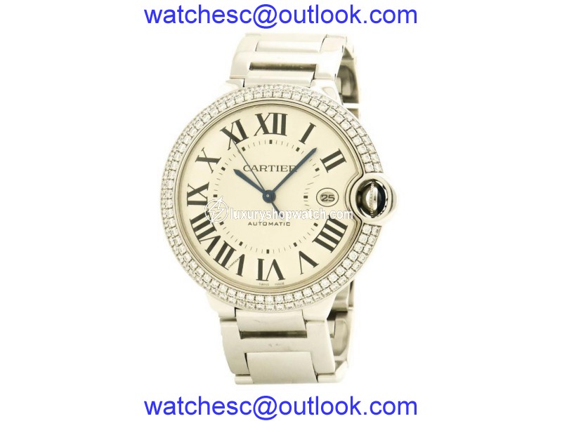 Cartier Ballon Bleu WE9009Z3 18K White Gold wDiamonds Automatic 42mm Men's Watch Cartier