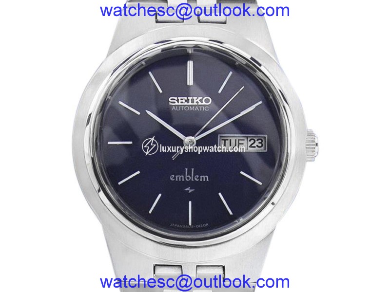 Seiko Emblem 2409 0030 Stainless Steel Mens Automatic 35mm Mens Watch 1970s Seiko