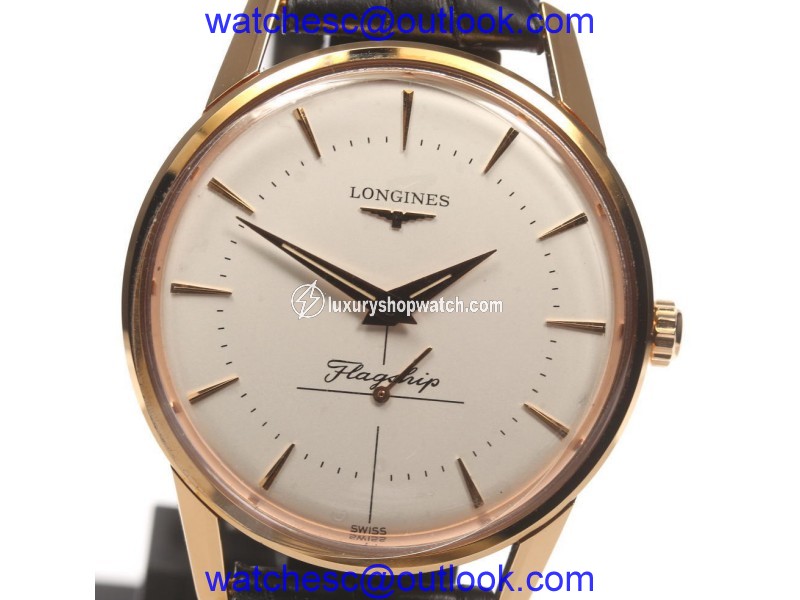 Longines Flagship L4.746.8 18K Rose Gold & Leather Quartz 35mm Men's Watch Longines