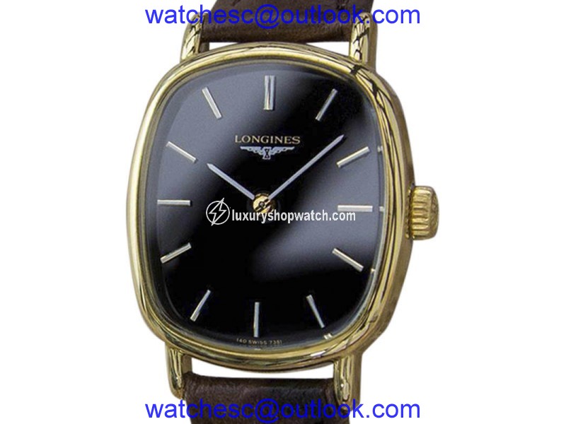 Longines Gold Plated Stainless Steel & Leather Manual Vintage 21mm Womens Watch 1980s Longines
