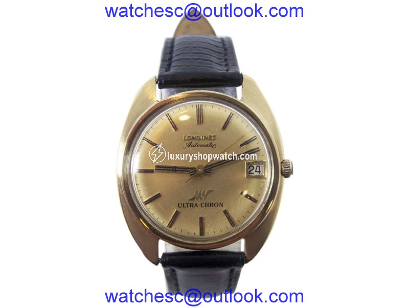 Longines Ultra-chron 18K Yellow Gold Automatic Vintage 34.7mm Mens Watch Longines