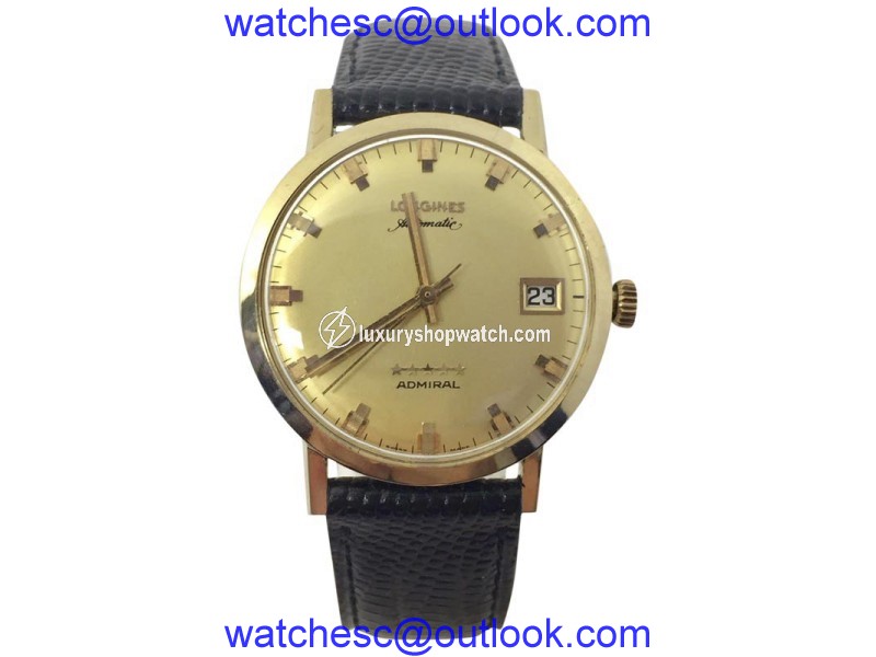 Longines Admiral 14K Yellow Gold Automatic Vintage 33.5mm Mens Watch Longines
