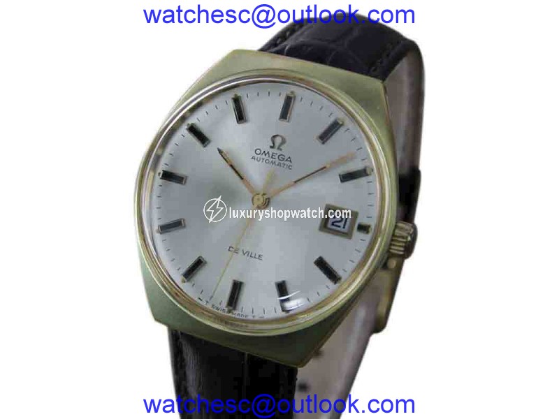 Omega DeVIlle Gold Plated Stainless Steel & Leather Automatic 35mm Mens Watch 1968 Omega