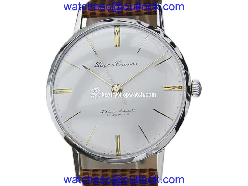 Seiko Cronos Stainless Steel & Leather Manual Vintage 34mm Mens Watch 1960s Seiko