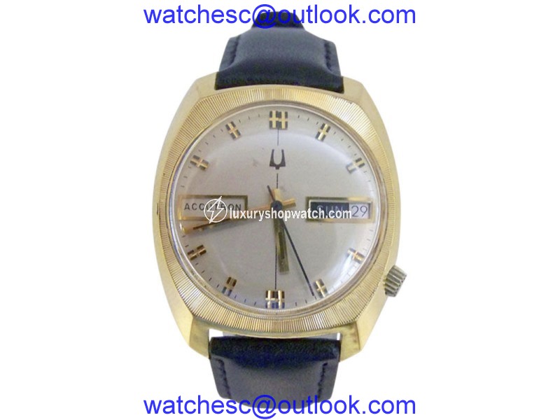 Bulova Accutron Yellow Gold Electroplated Quartz Vintage 33.5mm Mens Watch Year 1976 BULOVA