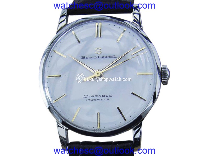 Seiko Laurel Stainless Steel & Leather Manual Vintage 33mm Mens Watch 1960s Seiko