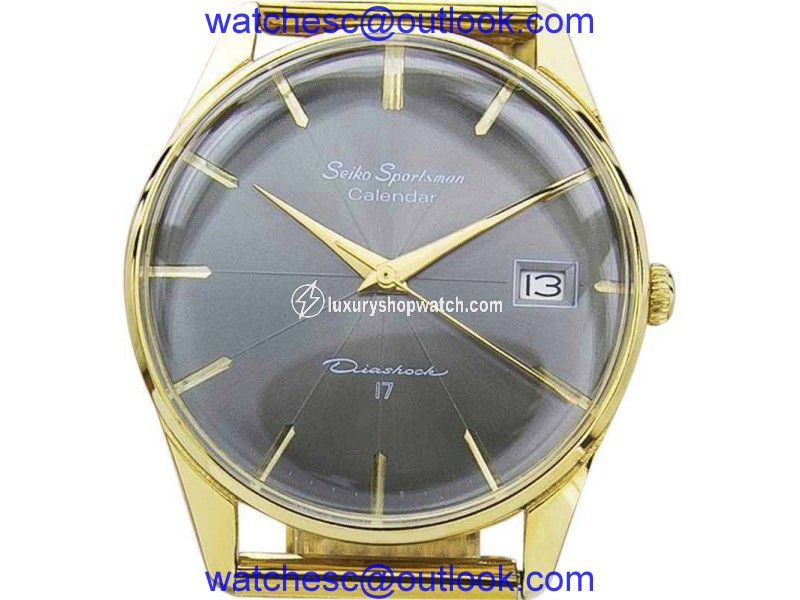 Seiko Gold Plated Stainless Steel Gray Dial Manual Vintage Men's Watch 1960's Seiko