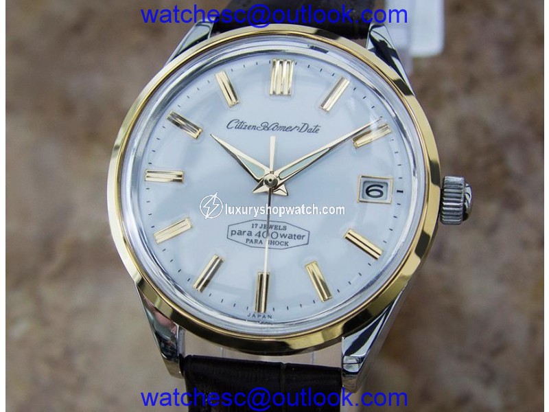 Citizen Homer Date Y87 Gold Plated and Stainless Steel Manual Vintage 37.5mm Mens Watch Citizen