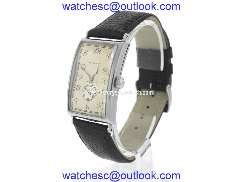 Tiffany & Co. Leather / Stainless Steel / Platinum Manual Vintage 25mm Mens Watch Patek Philippe