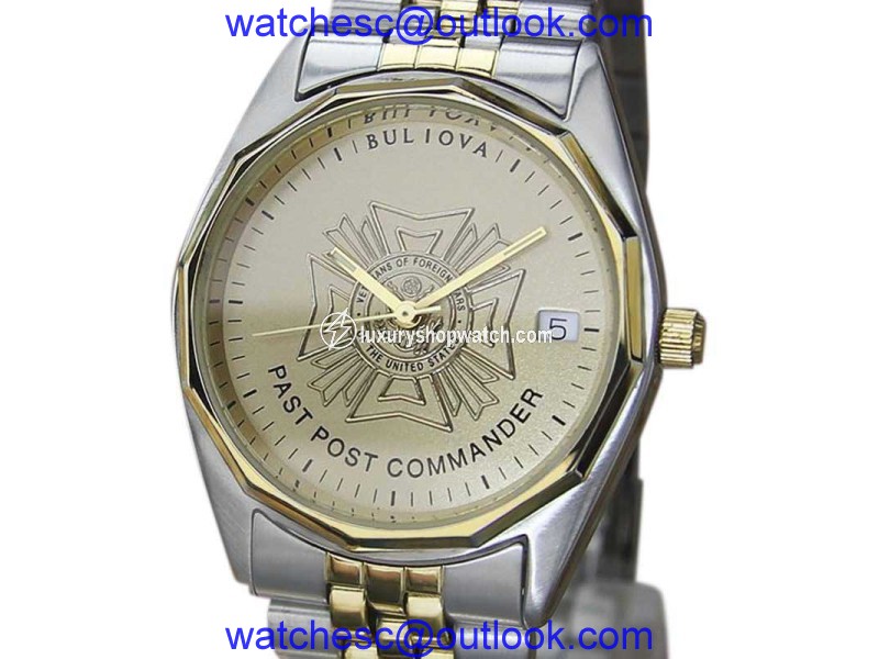 Bulova Past Post Commander Stainless Steel Quartz 35mm Mens Watch 1980s Bulova