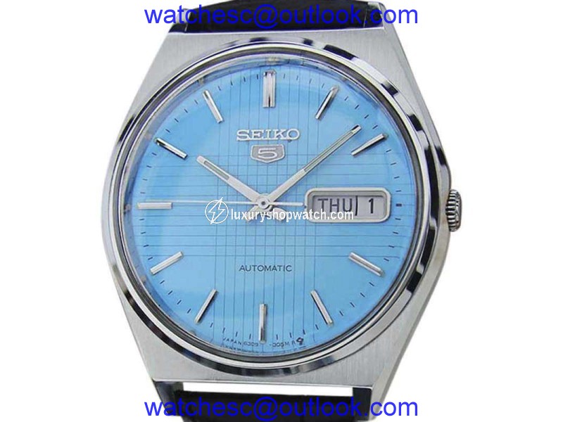 Seiko 5 6309 8940 Stainless Steel & Leather Automatic Vintage 36mm Mens Watch 1970s Seiko