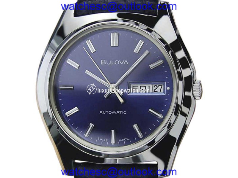 Bulova N8 Stainless Steel & Leather Automatic Vintage 36mm Mens Watch 1970 Bulova