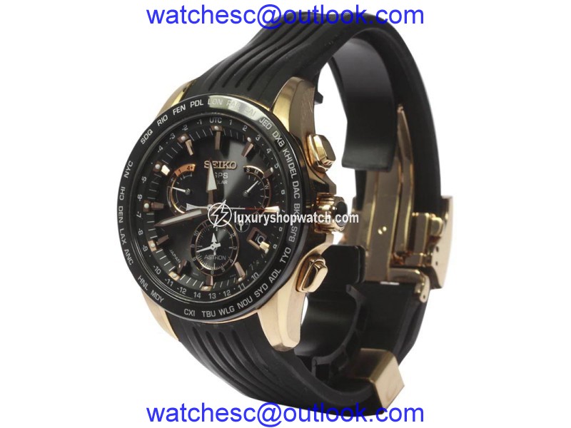 Seiko Astron SBXB055 8X53-0AC0-2 Stainless Steel / Gold Plated / Ceramics / Rubber 46mm Mens Watch Seiko