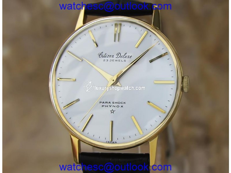 Citizen Deluxe EE36 Gold Plated with Leather Vintage 35mm Mens Watch Citizen