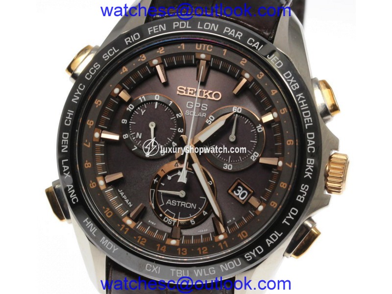 Seiko Astron SBXB025 8X82-0AB0-1 Titanium, Ceramics & Leather GPS Solar Powered 45mm Men's Watch Seiko