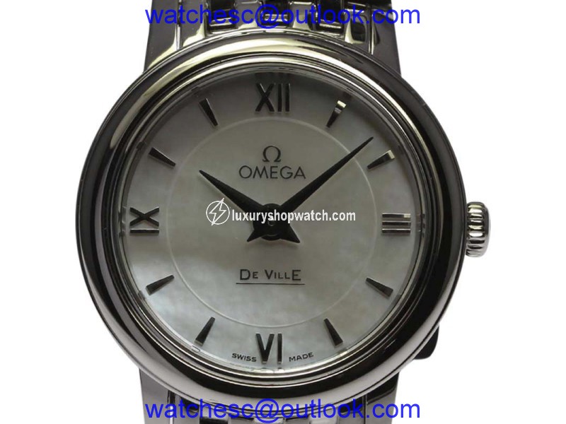 Omega DeVille 424.10.24.60.05.001 Stainless Steel with Shell Dial Quartz 24mm Womens Watch Omega