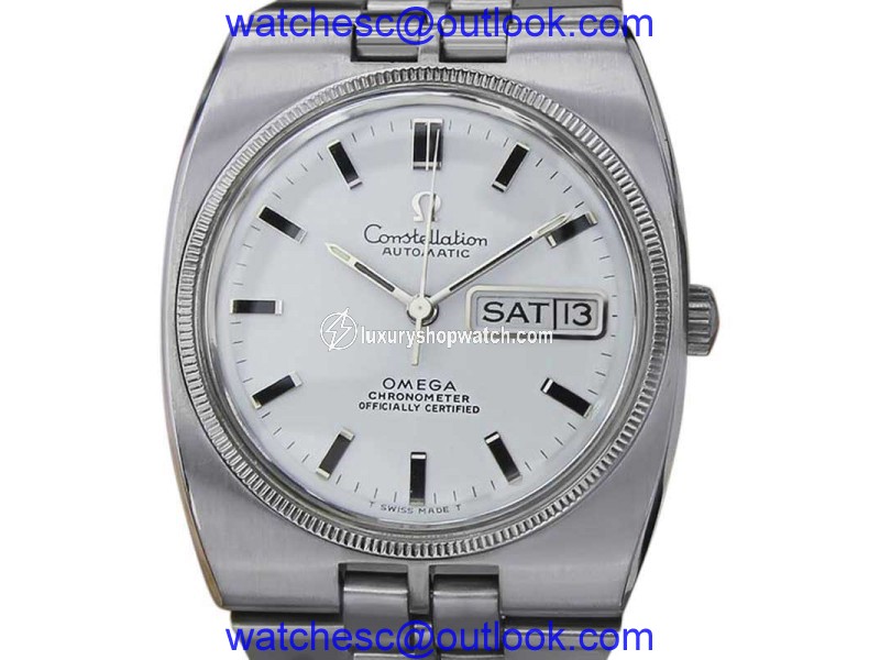 Omega Constellation 18K White Gold Stainless Steel Automatic Vintage 36mm Watch 1970 Omega