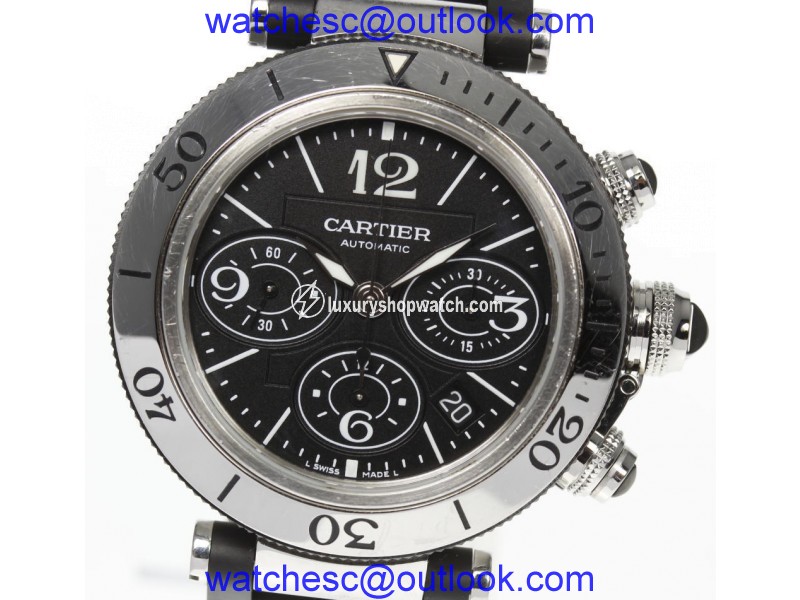 Cartier Pasha Sea-Timer W31088U2 Stainless Steel / Rubber Automatic 42mm Mens Watch Cartier