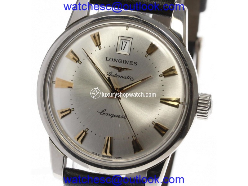 Longines Conquest Heritage L1.611.4 Stainless Steel & Leather Automatic 35mm Mens Watch Longines