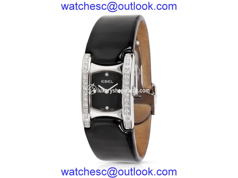Ebel Beluga 9057A28-10 Stainless Steel / Leather with Diamonds Quartz 19mm Womens Watch Ebel