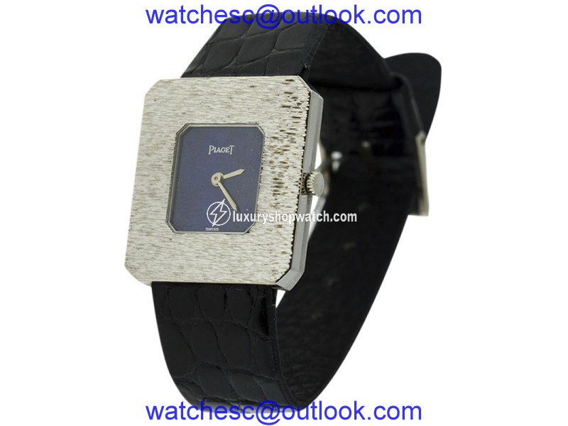 Piaget Classique 18K White & Leather Lapis 25mm x 27mm Watch Piaget