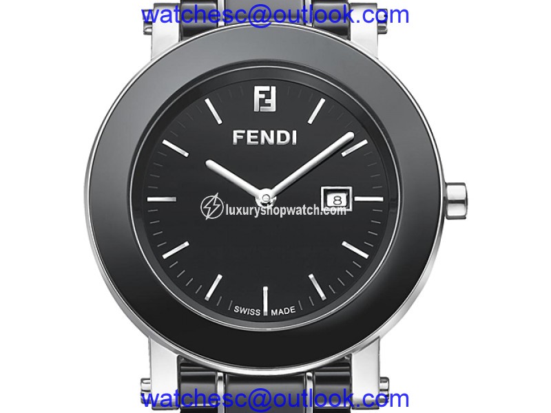 Fendi F641110 Black Ceramic and Stainless Steel Black Dial 38mm Womens Watch Fendi