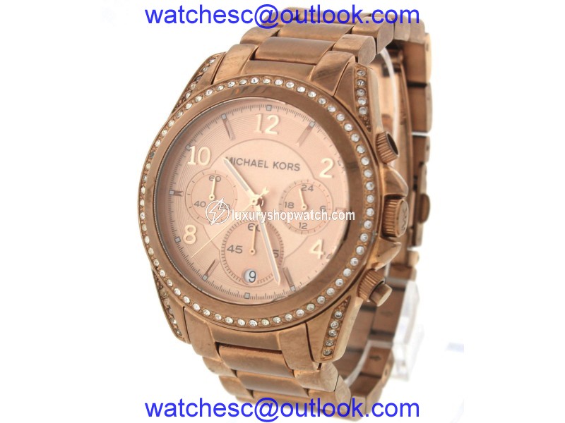 Michael Kors Blair Pink Rose Gold-Tone Chronograph Quartz Watch Michael Kors