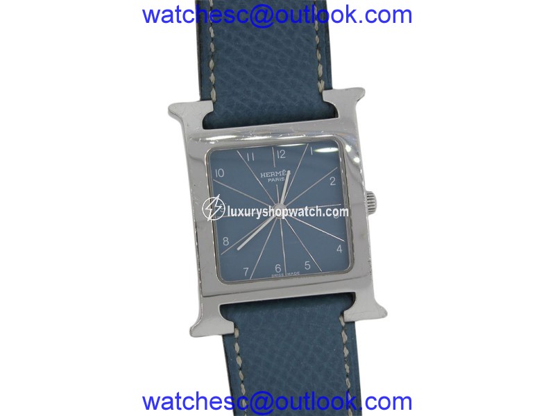 Hermes Of Paris Hh1.510 Blue Jean Dial And Leather Ladies Watch Hermes