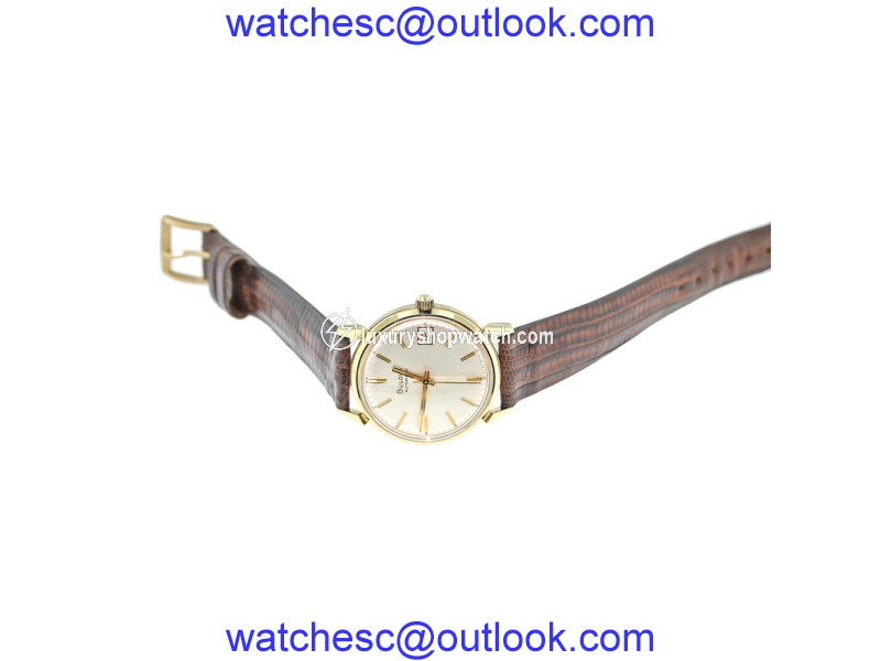 Bulova Vintage 14k Solid Yellow Gold Back w/ Leather Strap Watch Bulova