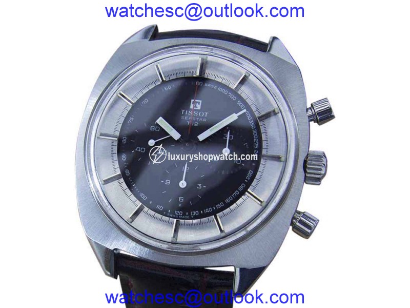 Tissot Seastar T12 Stainless Steel & Leather Manual Chronograph Swiss Made 42mm Mens Watch 1970s Tissot