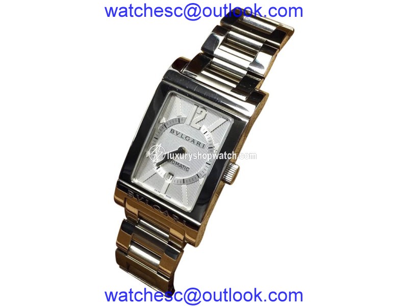 Bulgari Rettangolo Stainless Steel Silver Dial Automatic 26 mm Unisex Watch Bulgari