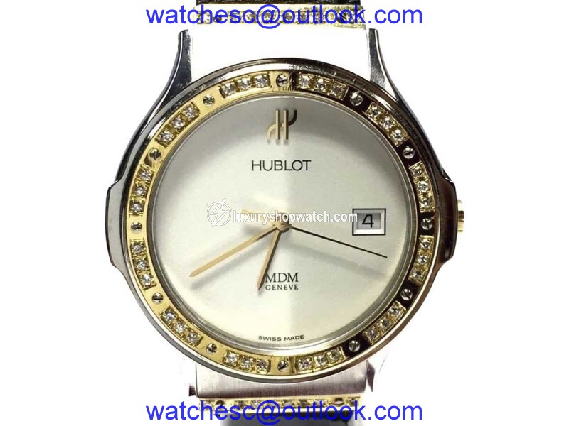 Hublot Depose 18K Yellow Gold & Stainless Steel Eggshell Dial 36mm Mens Watch Hublot