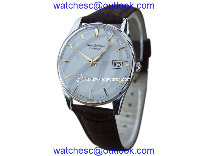 Seiko Sportsman Gold Plated and Stainless Steel / Leather Vintage 35mm Mens Watch Seiko