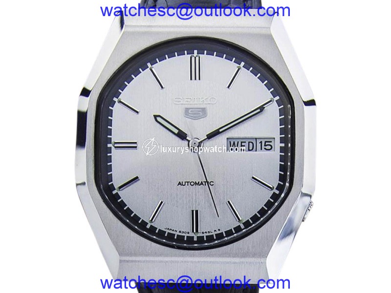 Seiko Day Date Stainless Steel & Leather Automatic 36mm Mens Watch Seiko