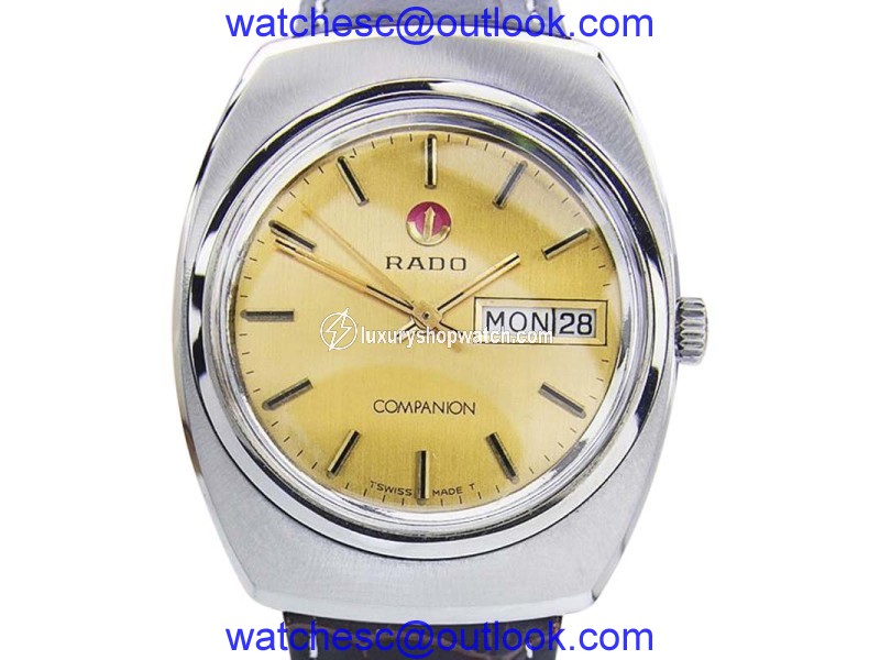 Rado Companion Stainless Steel & Leather Automatic 35mm Mens Watch 1970s Rado