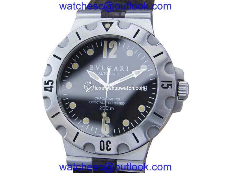 Bulgari SD 38 S Stainless Steel & Leather Automatic 38mm Mens Watch Bulgari