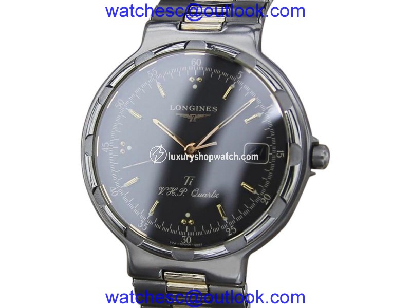 Longines Conquest 18K Gold & Titanium Quartz 33mm Mens Watch 1990s Longines