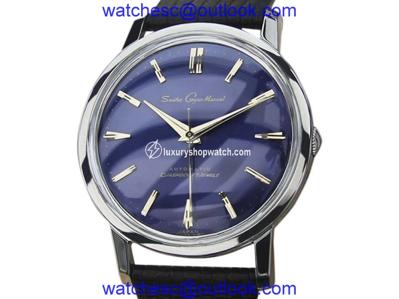 Seiko Gyro Marvel Stainless Steel & Leather Automatic 36mm Mens Watch 1960 Seiko