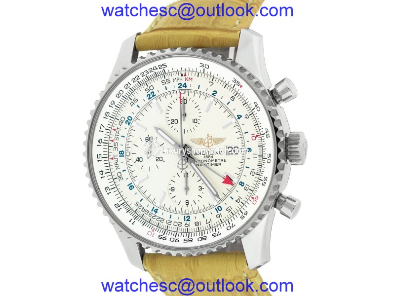 Breitling Navitimer World Stainless Steel / Leather A24322 Automatic 46mm Mens Watch Breitling