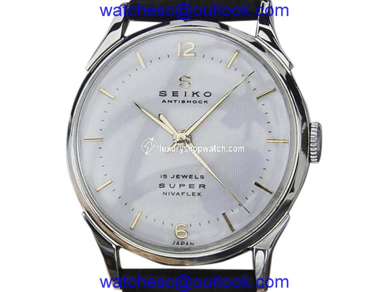 Seiko Super Stainless Steel & Leather Manual 33mm Mens Watch 1960s Seiko