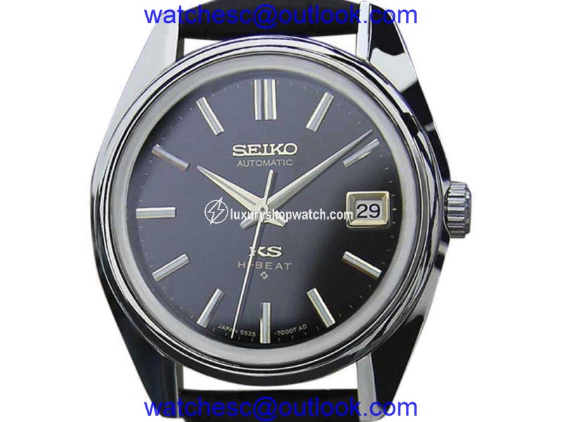 Seiko King Seiko 5625 7000 Stainless Steel & Leather Automatic 37mm Mens Watch c1970 Seiko