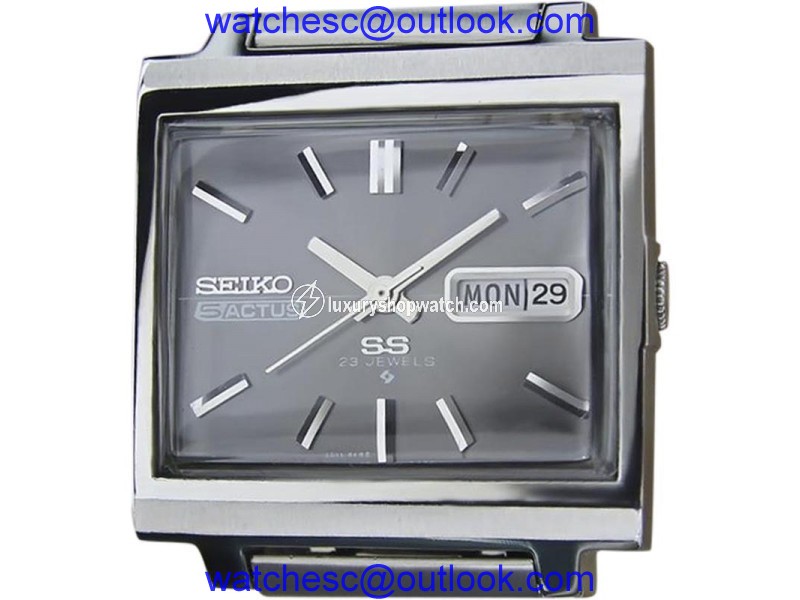 Seiko 5 Actus Stainless Steel & Leather Vintage Automatic 34mm Mens Watch 1970s Seiko
