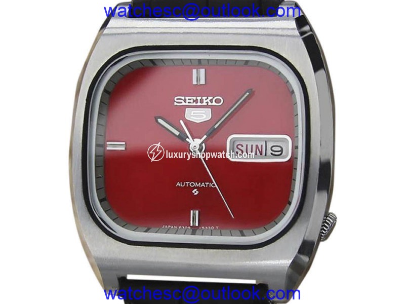 Seiko 5 6309 512A Stainless Steel & Leather Automatic Vintage 35mm Mens Watch 1970s Seiko